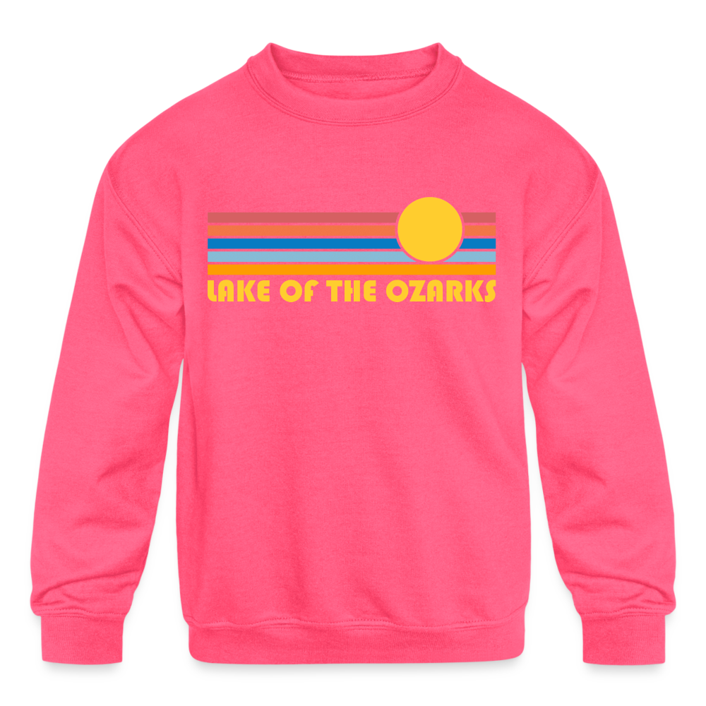 Lake of the Ozarks Missouri Youth Sweatshirt Retro Sunrise Youth Lake of the Ozarks Crewneck Sweatshirt