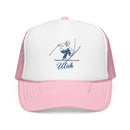Kids Utah Snow Ski Trucker Hat - Youth Snapback Cap on white background