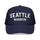 Kids Seattle, Washington Trucker Hat - Youth Snapback Cap on white background