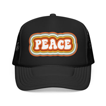 Kids Retro Peace Trucker Hat Boho - Youth Snapback Cap