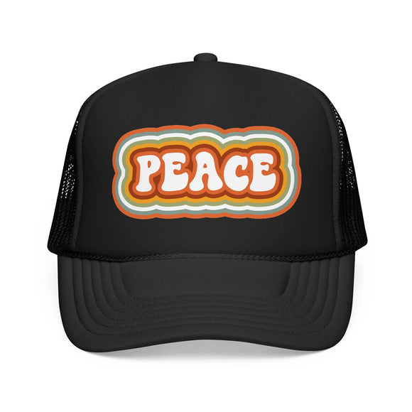 Kids Retro Peace Trucker Hat Boho - Youth Snapback Cap