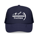 Kids Truckee, California Trucker Hat Foam Boulder Youth Cap on white background