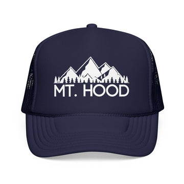 Kids Mt. Hood, Oregon Trucker Hat - Youth Snapback Cap on white background
