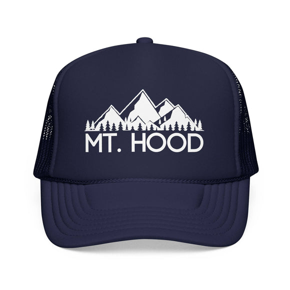 Kids Mt. Hood, Oregon Trucker Hat - Youth Snapback Cap on white background