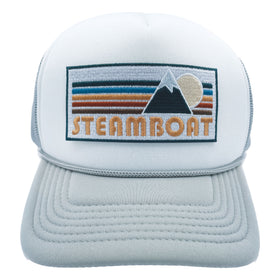 Buy gray-white Kids' Steamboat, Colorado Trucker Hat - Retro Mountain Snapback Youth Hat