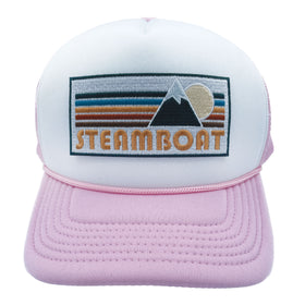 Buy pink-white Kids' Steamboat, Colorado Trucker Hat - Retro Mountain Snapback Youth Hat