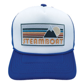 Buy royal-blue-white Kids' Steamboat, Colorado Trucker Hat - Retro Mountain Snapback Youth Hat