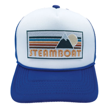 Buy royal-blue-white Kids' Steamboat, Colorado Trucker Hat - Retro Mountain Snapback Youth Hat
