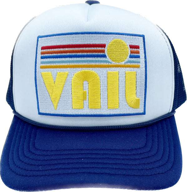 Kid's Vail, Colorado Hat (Ages 2-12) - Retro Sun Snapback Trucker Vail Youth Hat / Kid's Hat