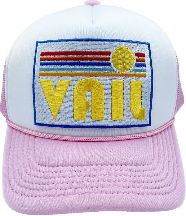 Kid's Vail, Colorado Hat (Ages 2-12) - Retro Sun Snapback Trucker Vail Youth Hat / Kid's Hat