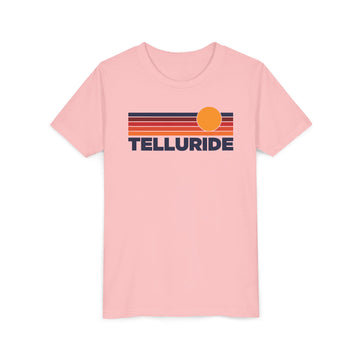 Buy pink Telluride, Colorado Youth T-Shirt — Retro Sun Tee