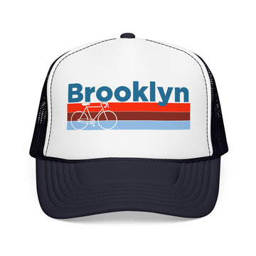 Buy navy-white-navy Brooklyn, New York Trucker Hat - Foam Brooklyn Bike Cap
