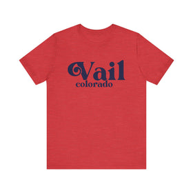 Buy heather-red Vail, Colorado Graphic Tee, Casual T-Shirt, Vintage Style Shirt