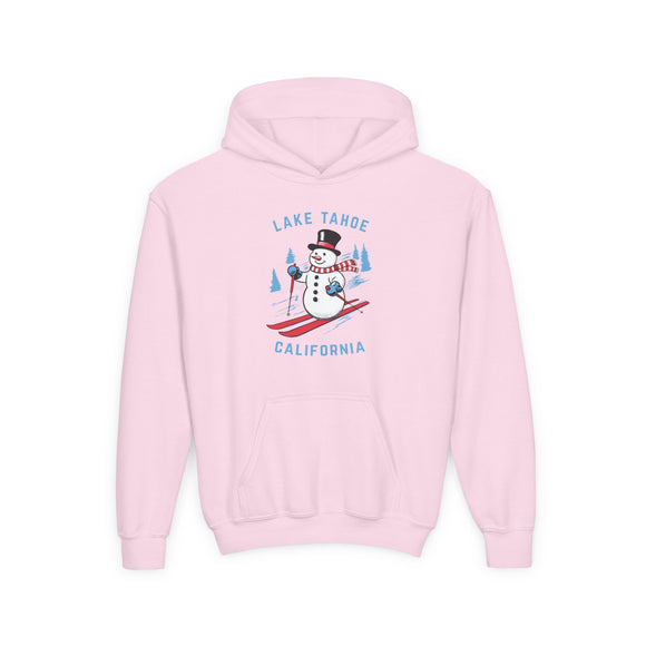 Lake Tahoe, California Youth Hoodie - Skiing Snowman Kids Lake Tahoe Hooded Sweatshirt