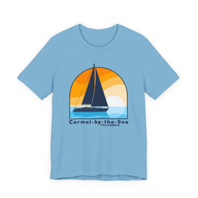 Buy ocean-blue Carmel by the Sea, California T Shirt - Sailboat Tee