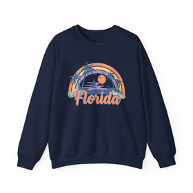 Florida Sweatshirt - Unisex Retro Beach Florida Crewneck Sweatshirt