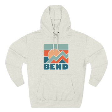 Buy oatmeal-heather Bend, Oregon Hoodie - Retro Mountain Unisex Sweatshirt