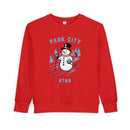 Park City, Utah Toddler Sweatshirt - Skiing Snowman Park City Toddler Crewneck Sweatshirt-5