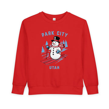 Buy red Park City, Utah Toddler Sweatshirt - Skiing Snowman Park City Toddler Crewneck Sweatshirt