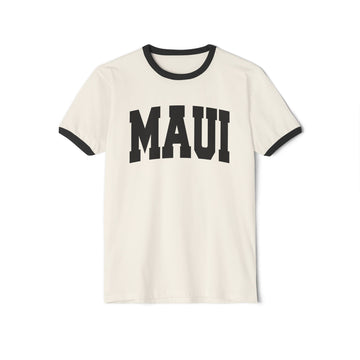 Maui, Hawaii Cotton Ringer Graphic Tee - Unisex Maui T Shirt, Vintage Style Tee, Men's/Women's Tee - 0
