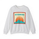 Retro Wyoming Sweatshirt, Mountain Sun Design, Unisex Crewneck, Gift for Outdoorsy Friends, Vintage Wyoming Jumper-2