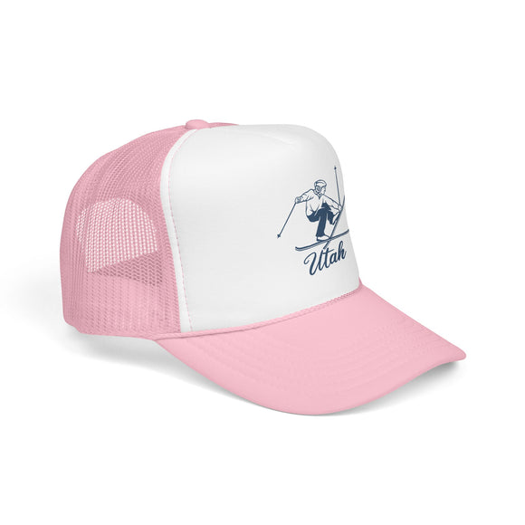 Utah Snow Ski Trucker Hat — Retro Skier Foam Cap