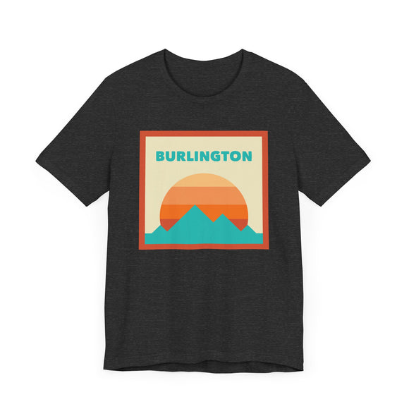 Retro Burlington, Vermont T-Shirt, Mountain Sun Tee, Unisex Graphic Shirt, Vintage Burlington, Vermont Top, Outdoor Adventure Clothing