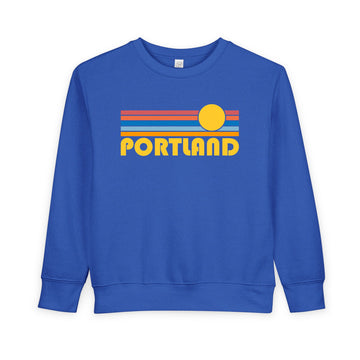 Portland, Oregon Toddler Sweatshirt - Retro Sun Portland Toddler Crewneck Sweatshirt - 0