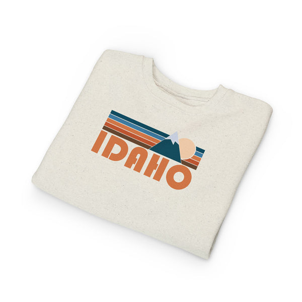 Idaho Toddler Sweatshirt - Retro Mountain Idaho Toddler Crewneck Sweatshirt