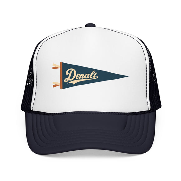 Denali National Park Pennant Trucker Hat — Vintage Foam Mesh Cap