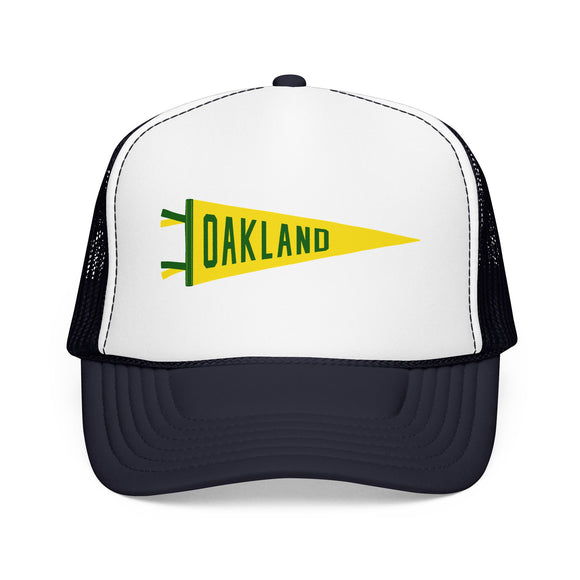 Oakland, California Pennant Trucker Hat — Retro Flag Foam Cap