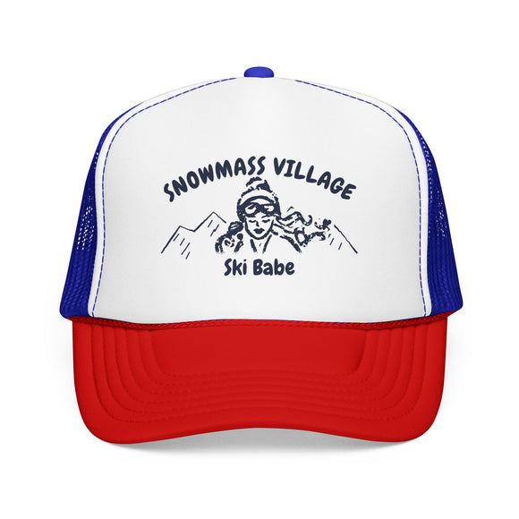 Snowmass Village, Colorado Ski Babe Trucker Hat — Foam Mesh Cap