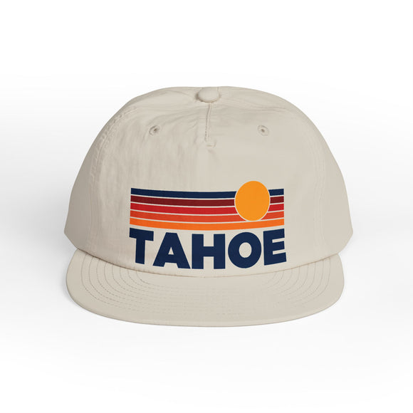 Lake Tahoe, California retro sunset Surf Cap | vintage striped sun state hat