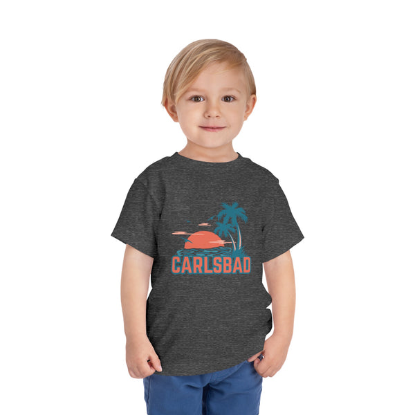 Carlsbad, California Toddler T-Shirt - Retro Palm Tree Toddler Carlsbad Shirt