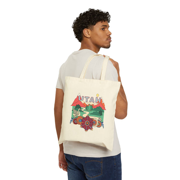 Utah Cotton Canvas Tote Bag - 15" x 16"