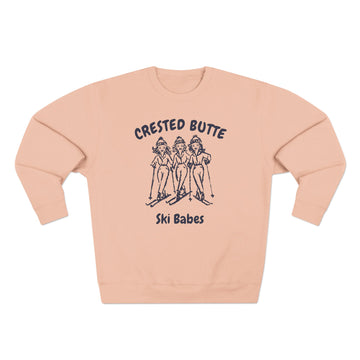 Buy pale-pink Premium Crested Butte, Colorado Ski Babes Sweatshirt