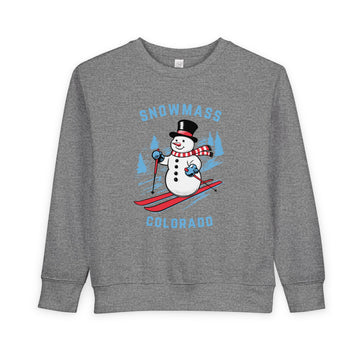 Snowmass, Colorado Toddler Sweatshirt - Skiing Snowman Snowmass Toddler Crewneck Sweatshirt - 0