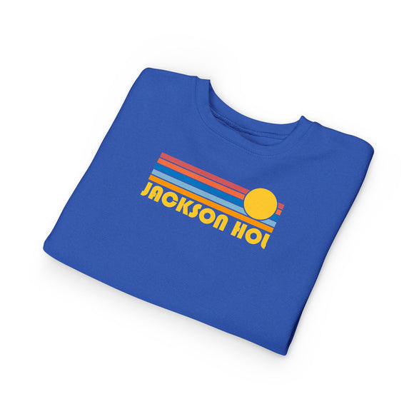 Jackson Hole, Wyoming Toddler Sweatshirt - Retro Sun Jackson Hole Toddler Crewneck Sweatshirt