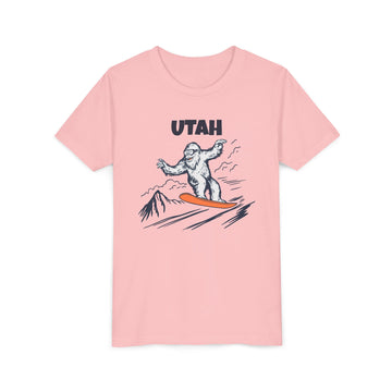 Buy pink Utah Yeti Snowboard Youth Tee - Kids Skiing Shirt