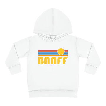 Buy white Banff, Canada Toddler Hoodie - Retro Sunrise Unisex Banff Toddler Sweatshirt