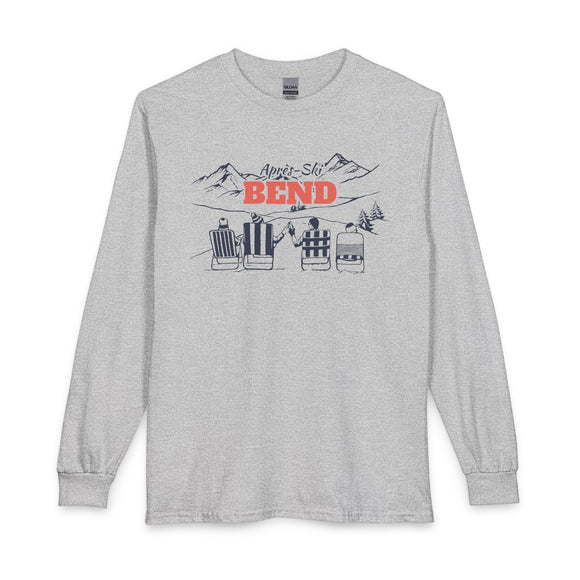 Bend, Oregon Après-ski Long Sleeve Shirt - Mountain Retro Skiing