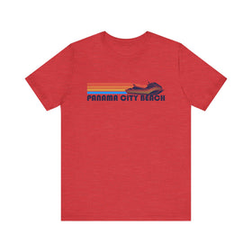 Buy heather-red Panama City Beach, Florida T Shirt - Retro Jetski PWC Graphic Tee