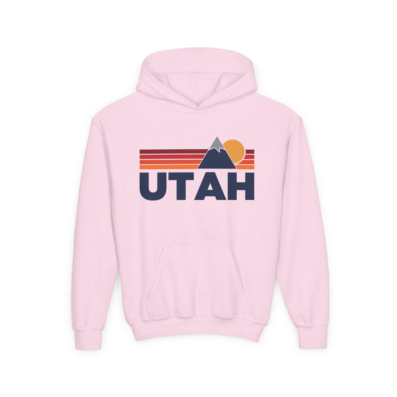 Utah Youth Hoodie Retro Mountain, Kids Pullover, Vintage Style Utah Sweatshirt