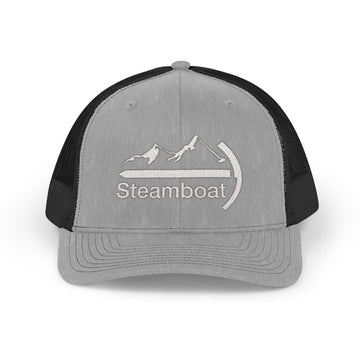 Buy heather-grey-black Steamboat, Colorado Snapback Trucker Cap - Embroidered Steamboat Hat