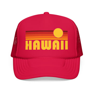 Buy red Hawaii Retro Sunset Trucker Hat