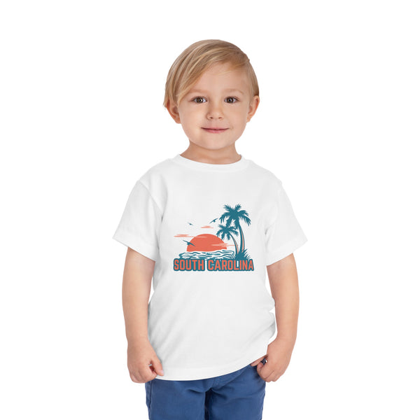 South Carolina Toddler T-Shirt - Retro Palm Tree Unisex Toddler South Carolina Shirt