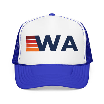 Buy red-white-royal Washington Trucker Hat - WA retro cap