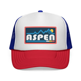 Aspen, Colorado Retro Mountains Trucker Hat - Vintage Style Aspen Cap