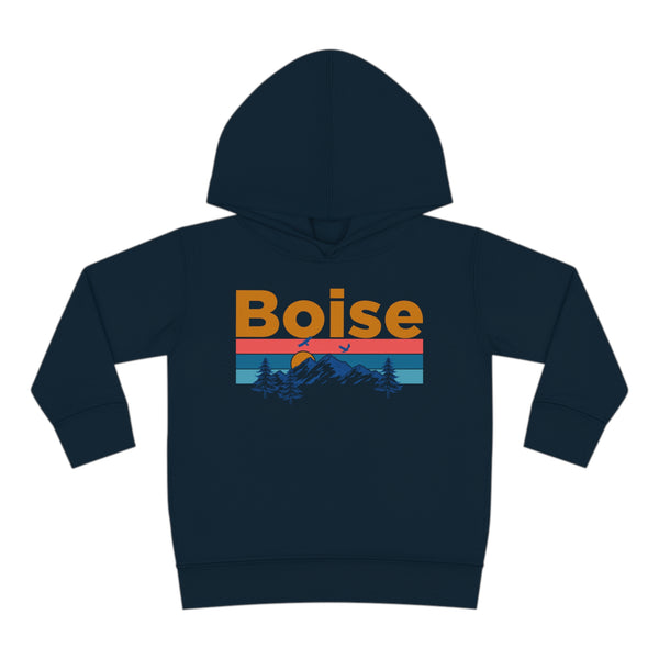 Boise Toddler Hoodie - Retro Mountain Sun Unisex Boise Toddler Sweatshirt