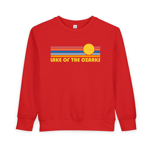 Lake of the Ozarks, Missouri Toddler Sweatshirt - Retro Sun Lake of the Ozarks Toddler Crewneck Sweatshirt